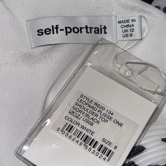 NWT Self Portrait LEOPARD PLISSE ONE
SHOULDER TOP IVORY/BLACK Size 8 - Picture 12 of 13